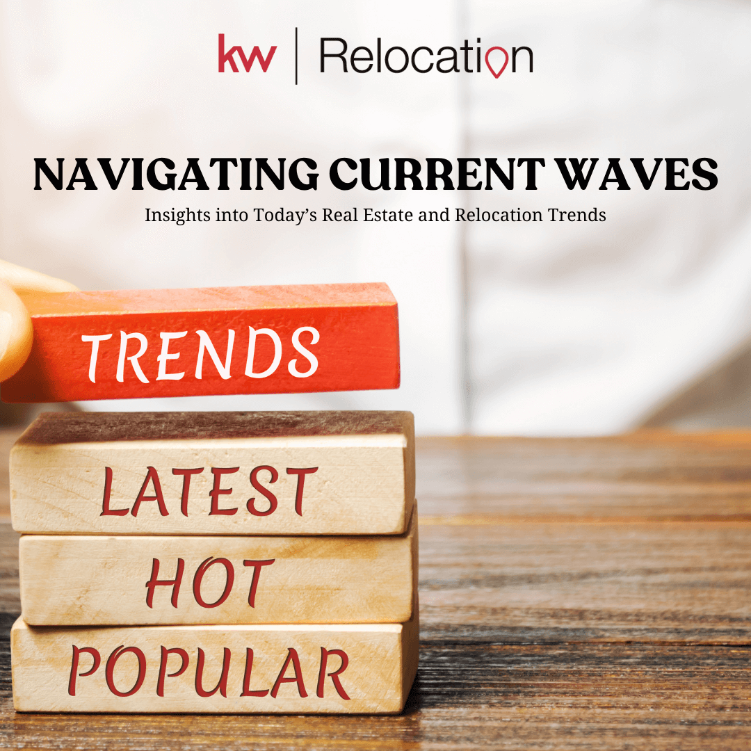 Navigating Current Waves, with trends, latest, hot, popular written on stacks of blocks